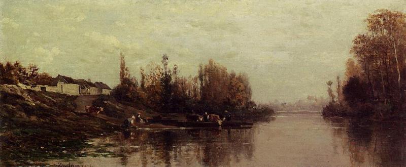 Charles-Francois Daubigny Ferry at Glouton oil painting image